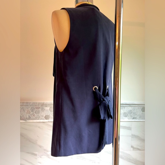 Anthropologie Elevenses Back Bow Detail Navy Vest Sz S - Picture 5 of 11